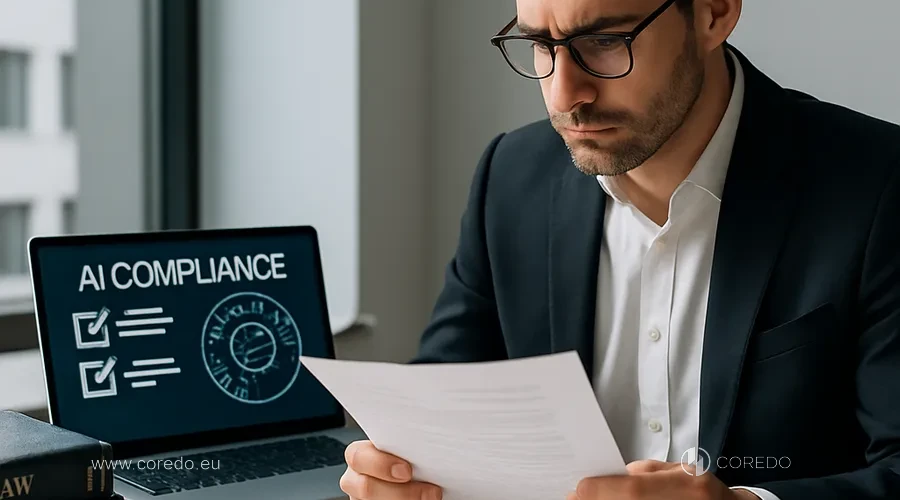 Illustration for the section 'Legal risks and compliance for AI in business' in the article 'Legislative aspects of the Commerce Clause in the context of artificial intelligence'
