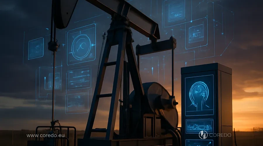 Illustration for the section 'The Oil Wells strategy in AI business: what is it?' in the article 'Oil Wells vs Pipelines in the development of companies with artificial intelligence'