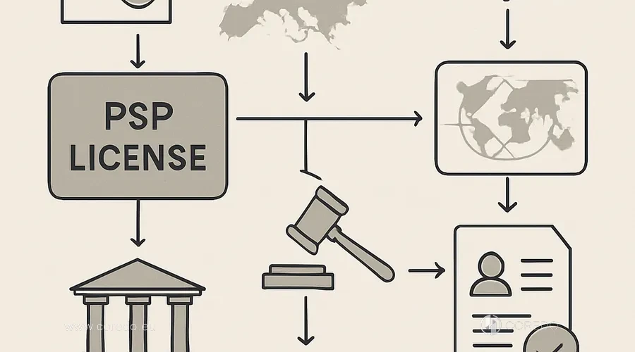 Ilustrace k oddílu „Získání licence PSP podle jurisdikcí: krok za krokem“ v článku „Licence PSP — komu je potřeba a jak ji získat“