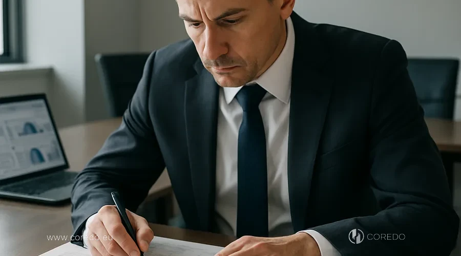 Illustration for the section “Company check before purchase” in the article “Purchasing a ready-made financial company — risks and advantages”