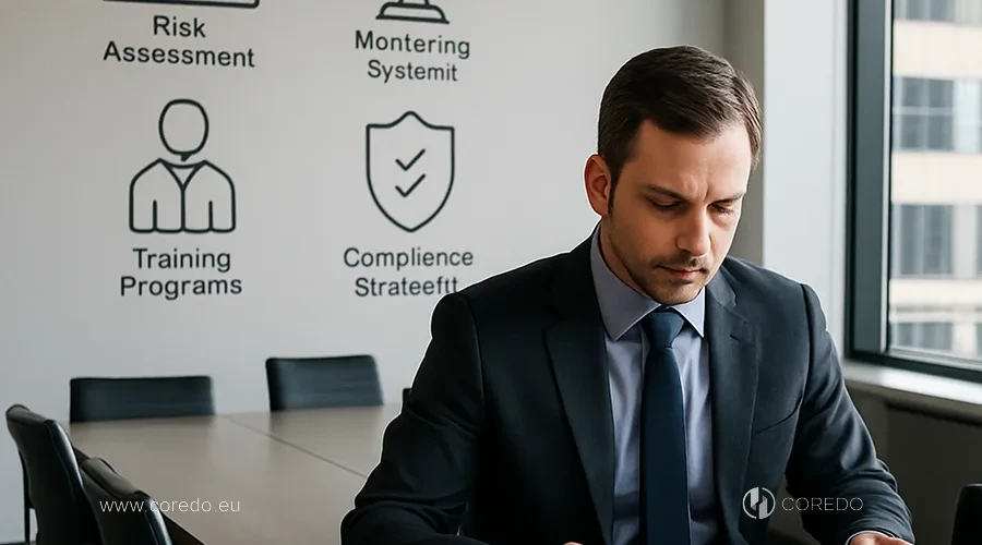 Illustration for the section «Elements of an AML program for obtaining approval» in the article «AML compliance as a factor for access to payment systems»