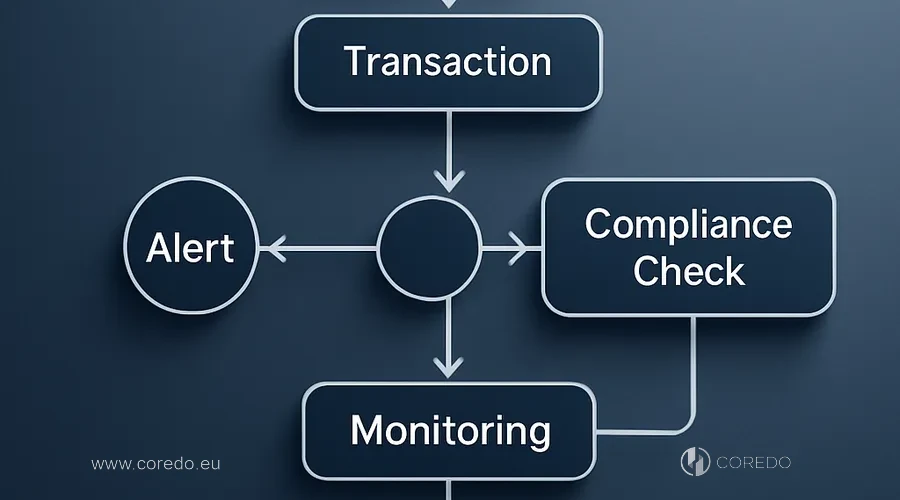 Illustration for the section «What is KYT and how it integrates into AML processes» in the article «Know Your Transaction - Tools for monitoring blockchain transactions for fintech companies.»