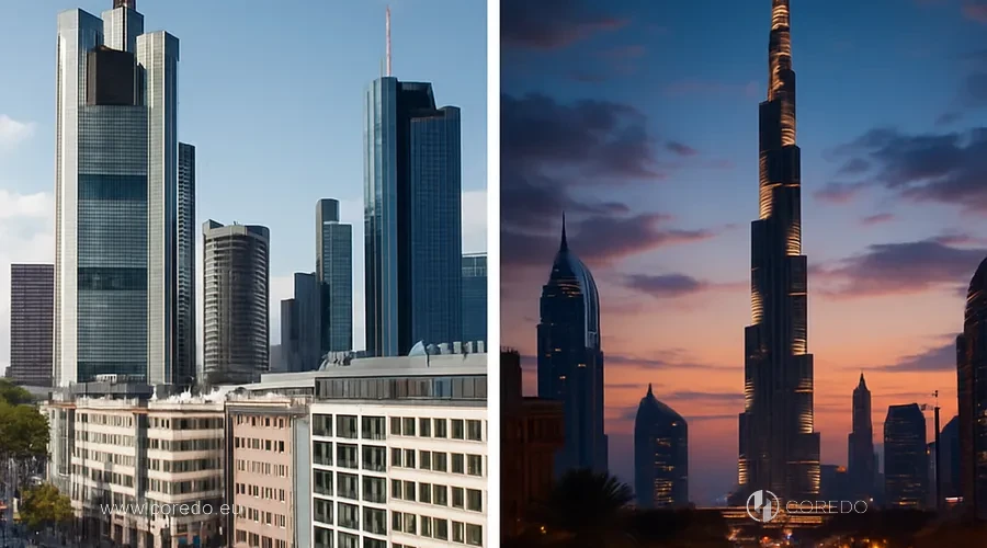 Illustration for the section «Market entry: EU vs Dubai» in the article «MiCA and VARA – comparison for crypto exchanges 2026»