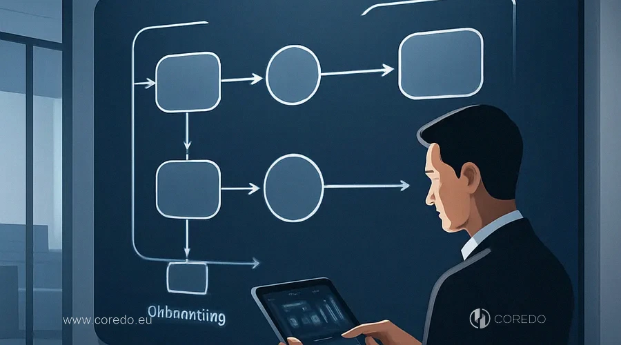 Illustration for the section 'Client journey: onboarding: offboarding' in the article 'PEP policy — how to classify and what to do with real cases'