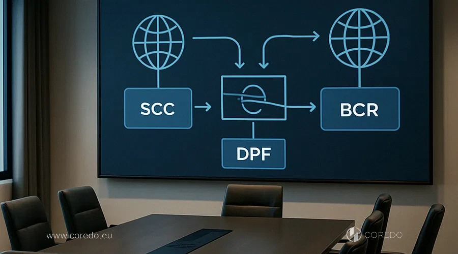 Иллюстрация к разделу «DPA в международном бизнесе: SCC,BCR,DPF» у статті «DPAs и обработка данных- как выстроить отношения с подрядчиками правильно»